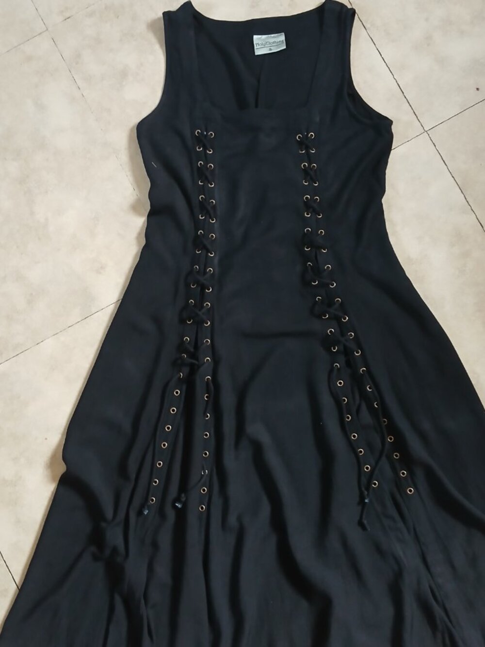 Goth Witchy Black Autumn Rennaisance Dress - Picture 6 of 9